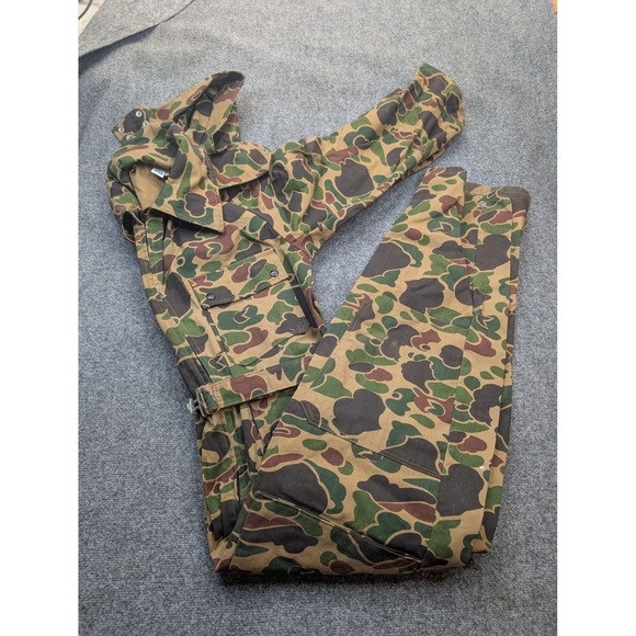 Vintage ALP Duck Camo Hooded Hunting Coveralls Mens Large Canvas USA 70s